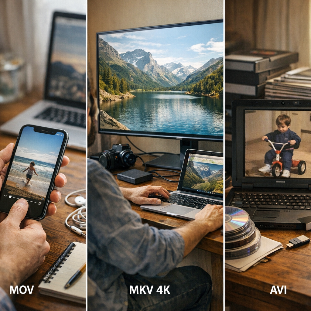 MOV iPhone, MKV 4K, AVI ancien  ; : trois cas réels où la bonne méthode change
